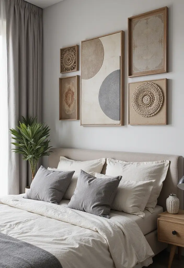 30+ Grey and Beige Bedroom Ideas for a Modern Neutral Style 8 30+ Grey and Beige Bedroom Ideas for a Modern Neutral Style - 8. Geometric Patterns in Decor