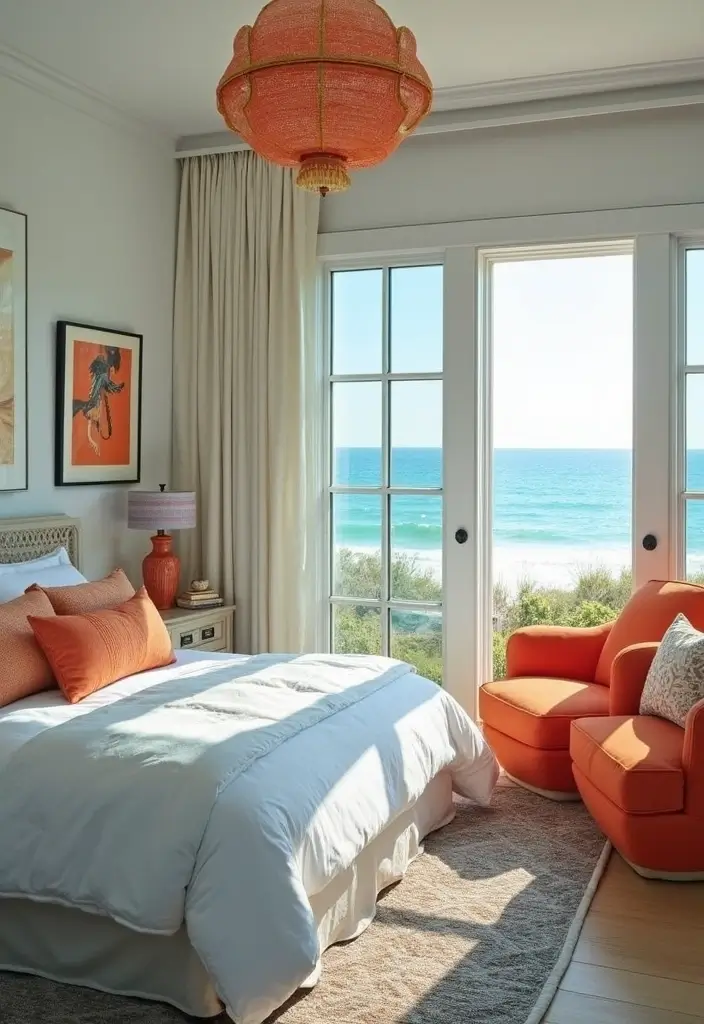30+ Orange Bedroom Ideas for a Bold and Energetic Look 13 30+ Orange Bedroom Ideas for a Bold and Energetic Look - 13. Orange for a Beachy Vibe