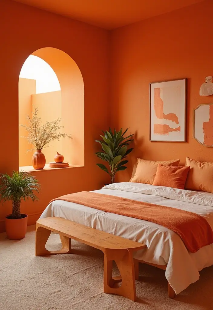 30+ Orange Bedroom Ideas for a Bold and Energetic Look 18 30+ Orange Bedroom Ideas for a Bold and Energetic Look - 18. Futuristic Orange Spaces