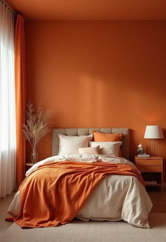 30+ Orange Bedroom Ideas for a Bold and Energetic Look 4 30+ Orange Bedroom Ideas for a Bold and Energetic Look - 4. Monochromatic Orange