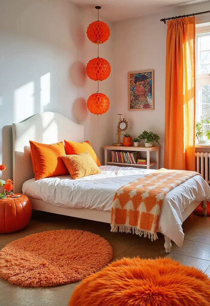 30+ Orange Bedroom Ideas for a Bold and Energetic Look 8 30+ Orange Bedroom Ideas for a Bold and Energetic Look - 8. Playful Orange Accessories