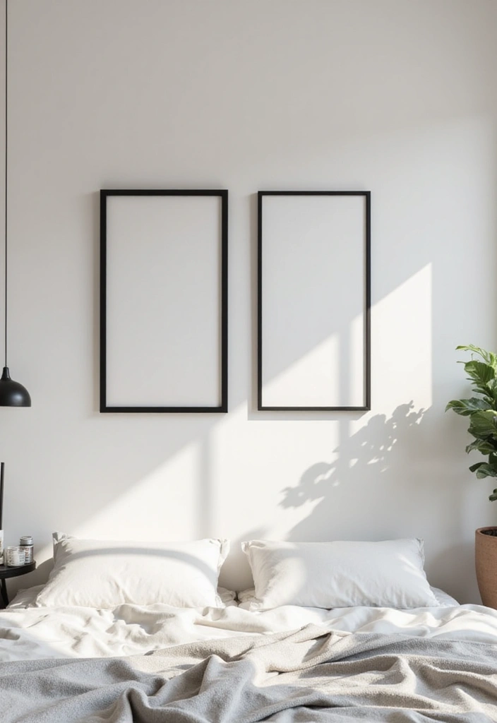 30+ Picture Wall Bedroom Ideas You’ll Want to Try 10 30+ Picture Wall Bedroom Ideas You’ll Want to Try - 10. Minimalist Black Frames
