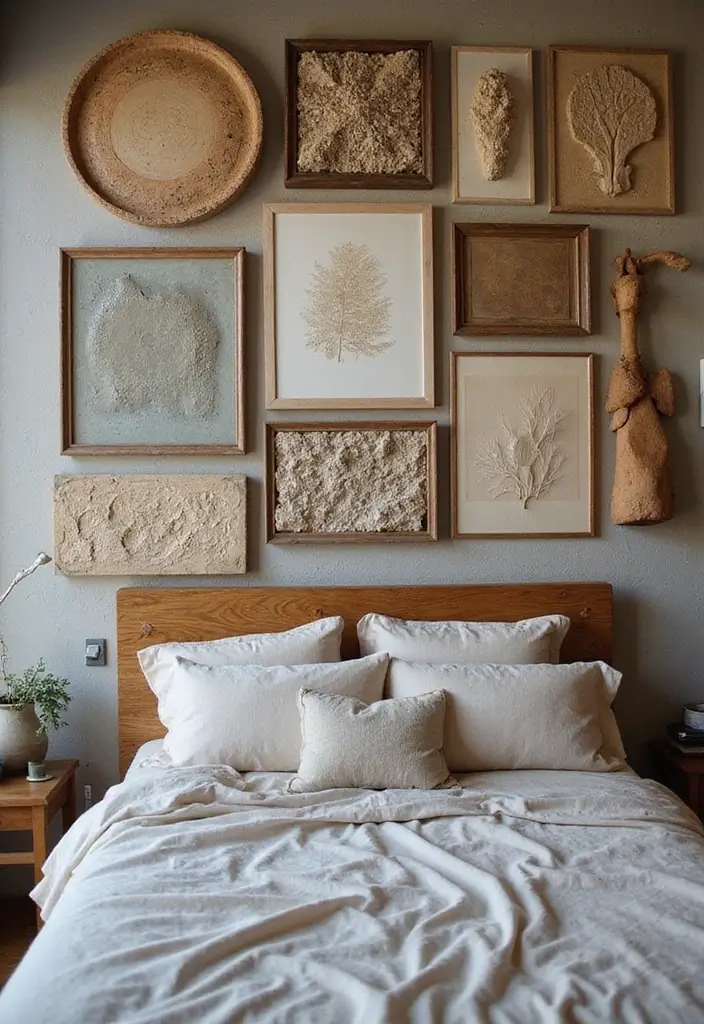 30+ Picture Wall Bedroom Ideas You’ll Want to Try 21 30+ Picture Wall Bedroom Ideas You’ll Want to Try - 21. Fun with Textures
