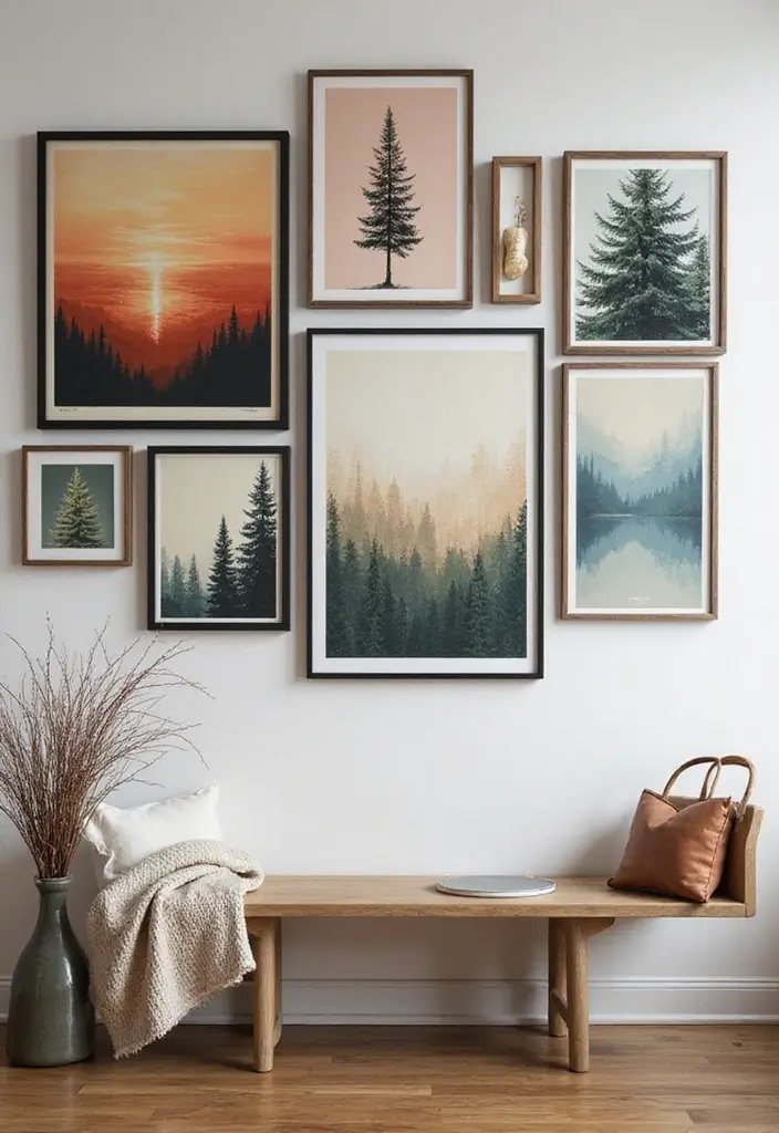 30+ Picture Wall Bedroom Ideas You’ll Want to Try 29 30+ Picture Wall Bedroom Ideas You’ll Want to Try - 29. Layered Art Panels