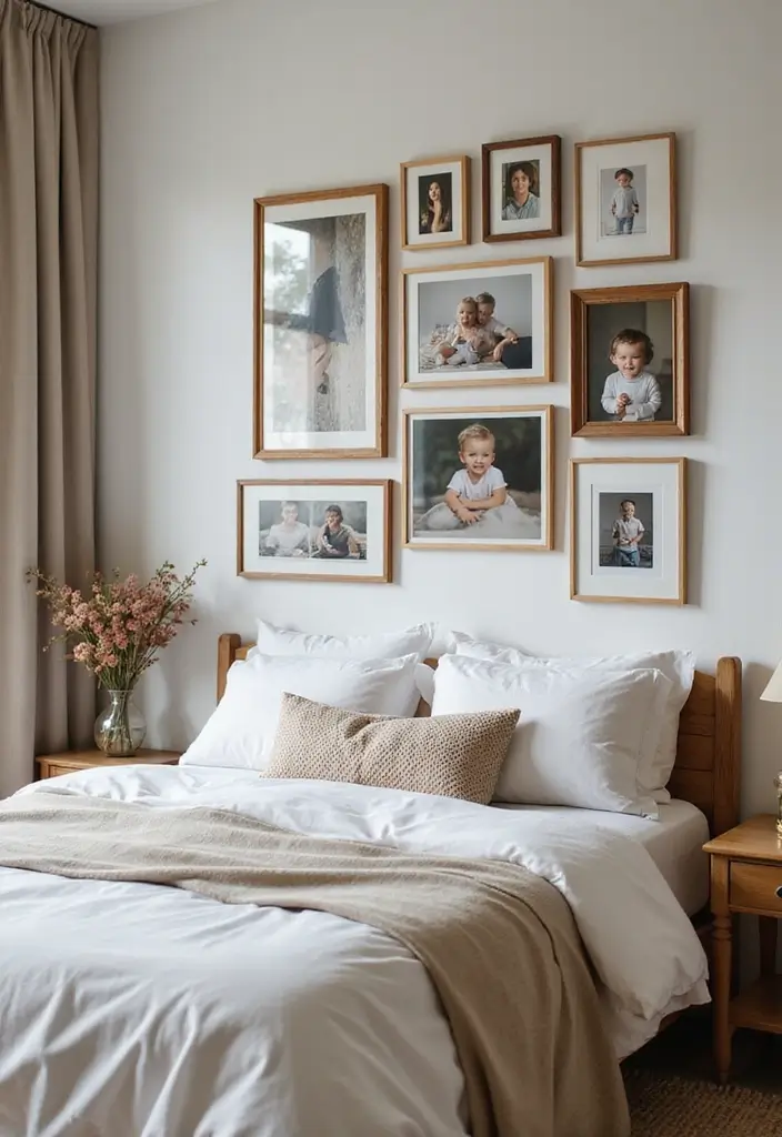 30+ Relaxing Bedroom Ideas for the Perfect Retreat 19 30+ Relaxing Bedroom Ideas for the Perfect Retreat - 19. Personalized Family Photos for Connection