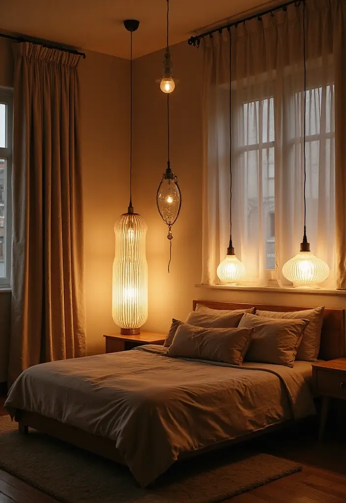 30+ Relaxing Bedroom Ideas for the Perfect Retreat 24 30+ Relaxing Bedroom Ideas for the Perfect Retreat - 24. Unique Lighting Fixtures for Style