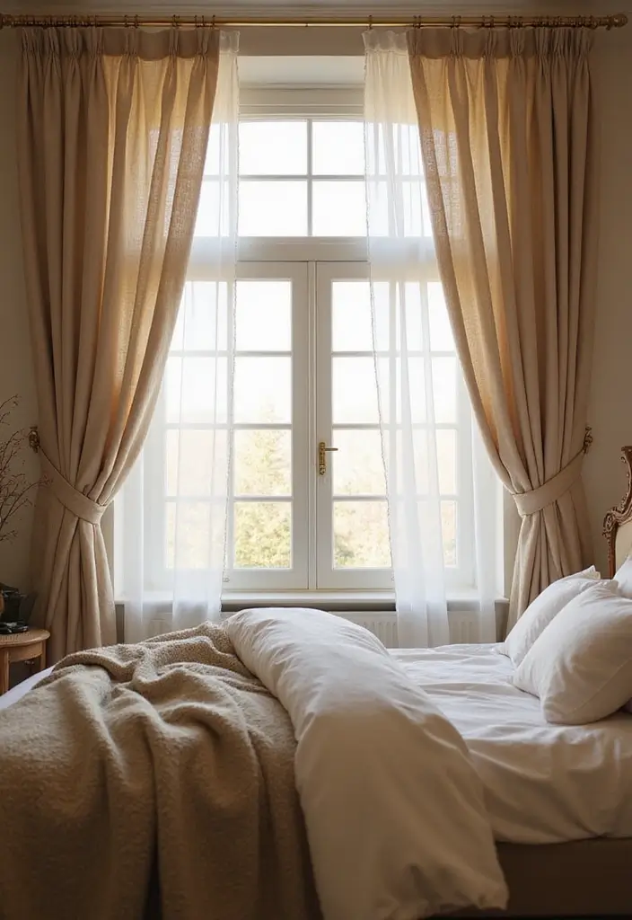 30+ Relaxing Bedroom Ideas for the Perfect Retreat 30 30+ Relaxing Bedroom Ideas for the Perfect Retreat - 30. Soft Textured Curtains for Added Warmth