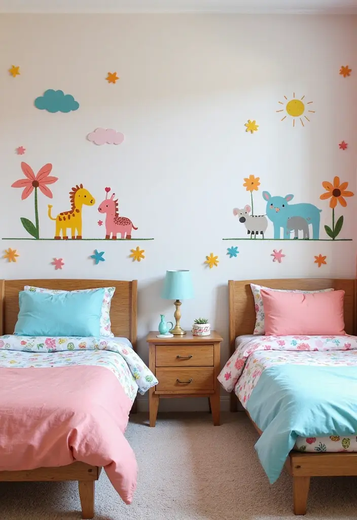30+ Shared Bedroom Ideas for Boys and Girls That Actually Work - 12. Use of Decals and Stickers