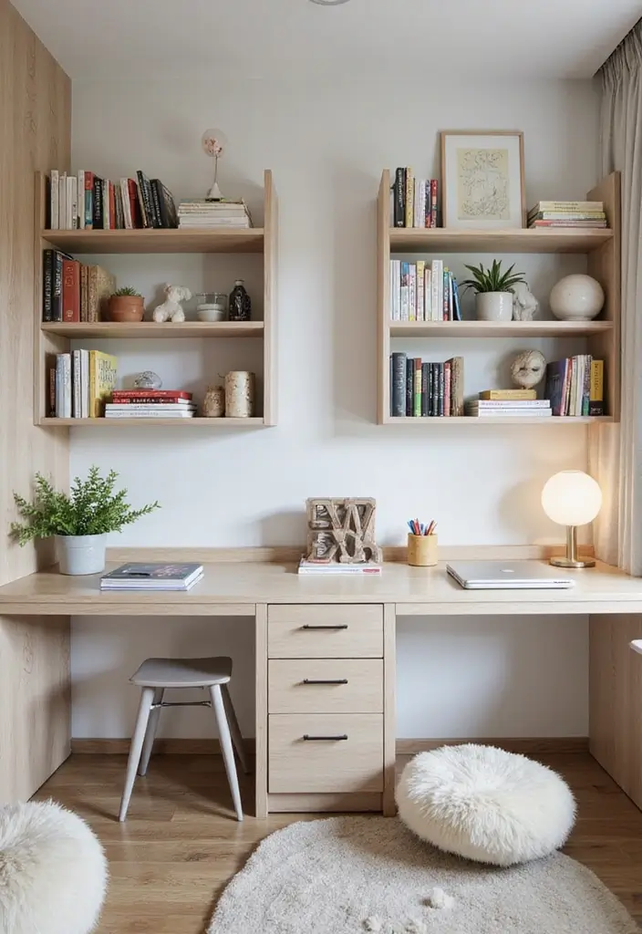 30+ Shared Bedroom Ideas for Boys and Girls That Actually Work - 16. Wall-Mounted Desks