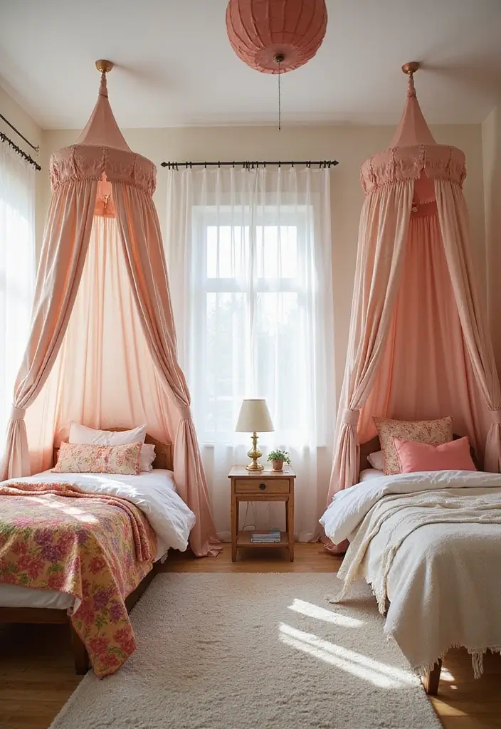 30+ Shared Bedroom Ideas for Boys and Girls That Actually Work - 17. Playful Canopy Beds