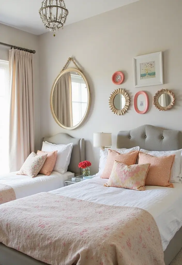 30+ Shared Bedroom Ideas for Boys and Girls That Actually Work - 18. Creative Use of Mirrors