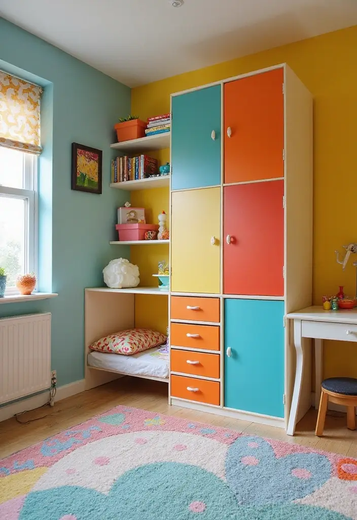 30+ Shared Bedroom Ideas for Boys and Girls That Actually Work - 2. Colorful Wall Dividers