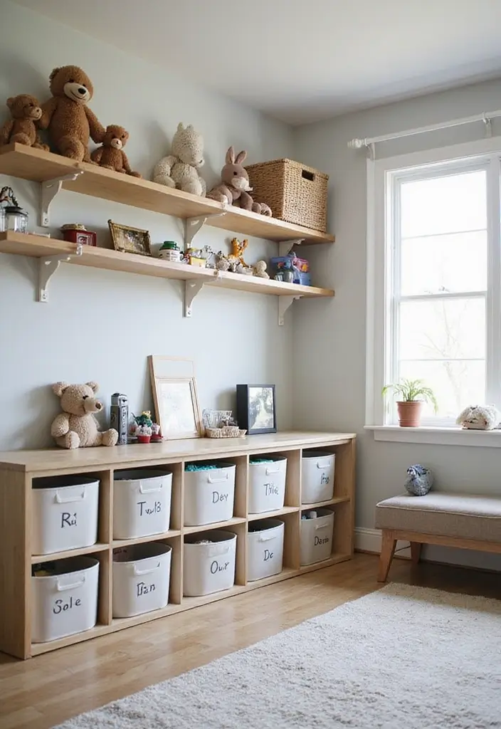 30+ Shared Bedroom Ideas for Boys and Girls That Actually Work - 29. Toy Storage Solutions