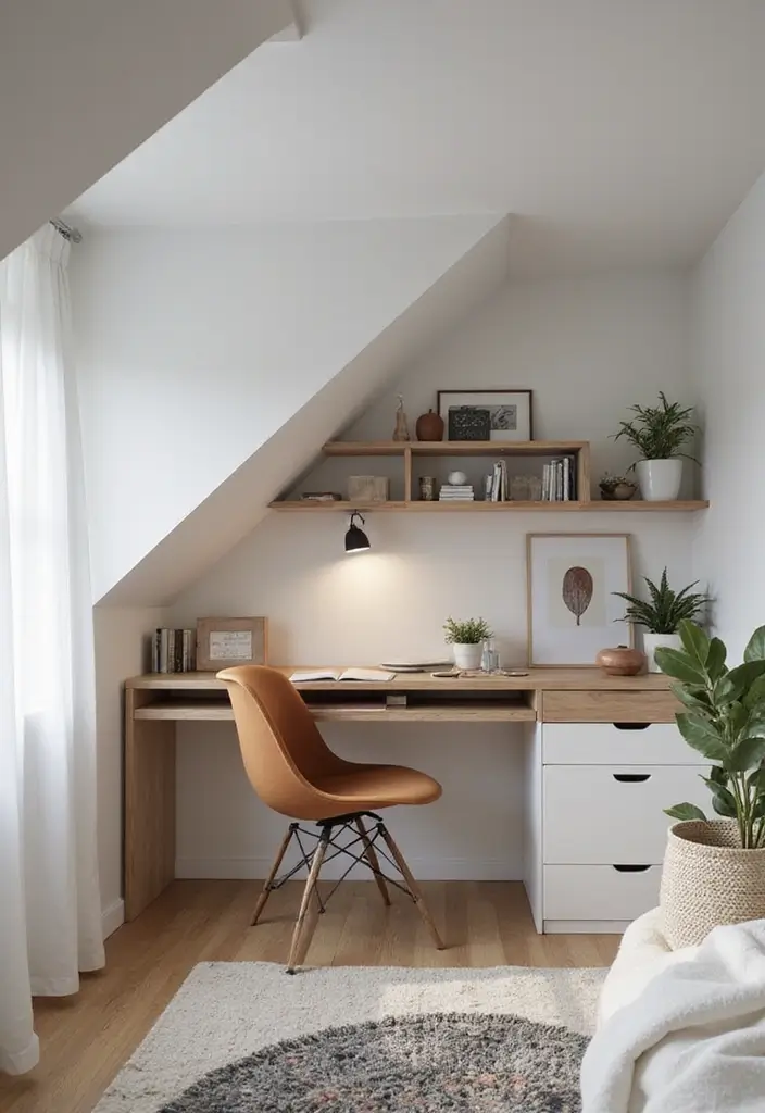 30+ Slanted Ceiling Bedroom Ideas That Maximize Space 13 30+ Slanted Ceiling Bedroom Ideas That Maximize Space - 13. Floating Desks
