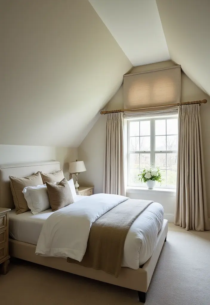 30+ Slanted Ceiling Bedroom Ideas That Maximize Space 18 30+ Slanted Ceiling Bedroom Ideas That Maximize Space - 18. Custom Window Treatments