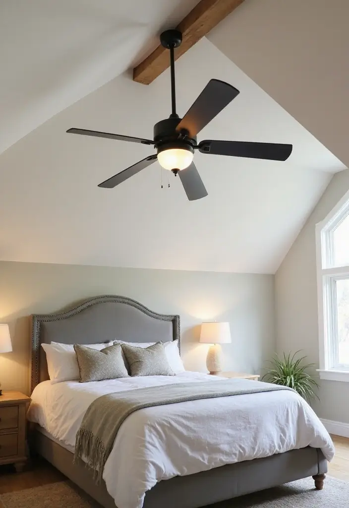 30+ Slanted Ceiling Bedroom Ideas That Maximize Space 24 30+ Slanted Ceiling Bedroom Ideas That Maximize Space - 25. Unique Ceiling Fan Designs