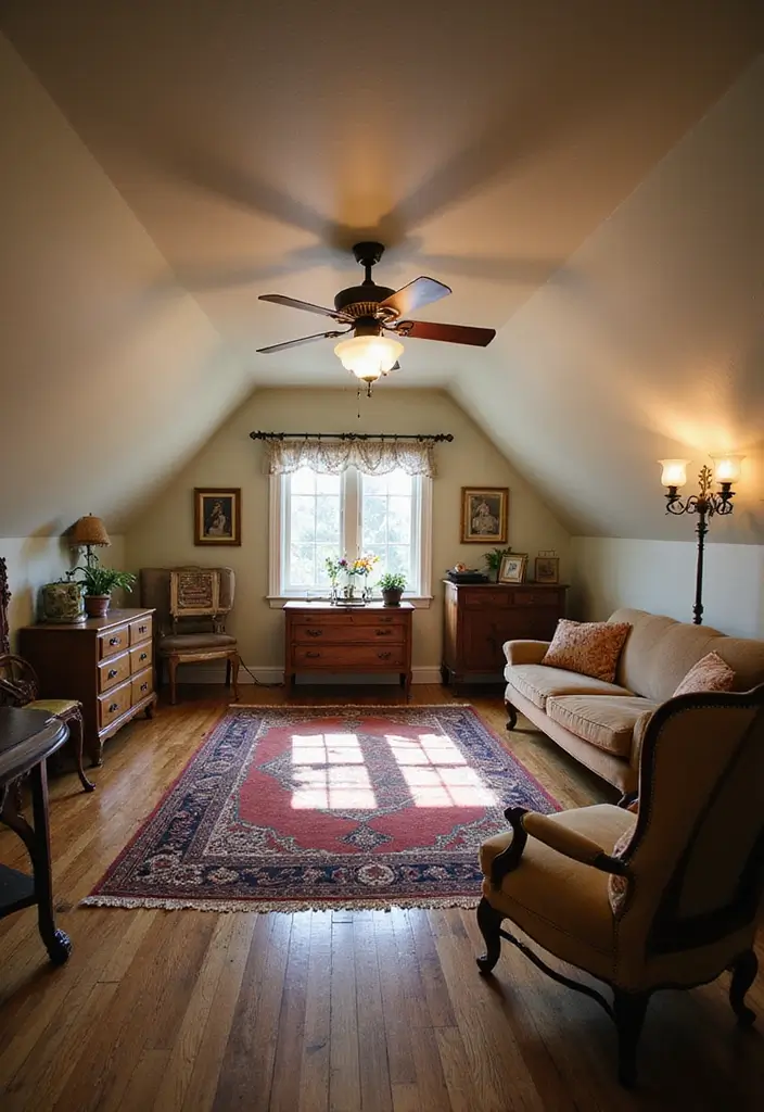 30+ Slanted Ceiling Bedroom Ideas That Maximize Space 27 30+ Slanted Ceiling Bedroom Ideas That Maximize Space - 28. Vintage Decor Accents