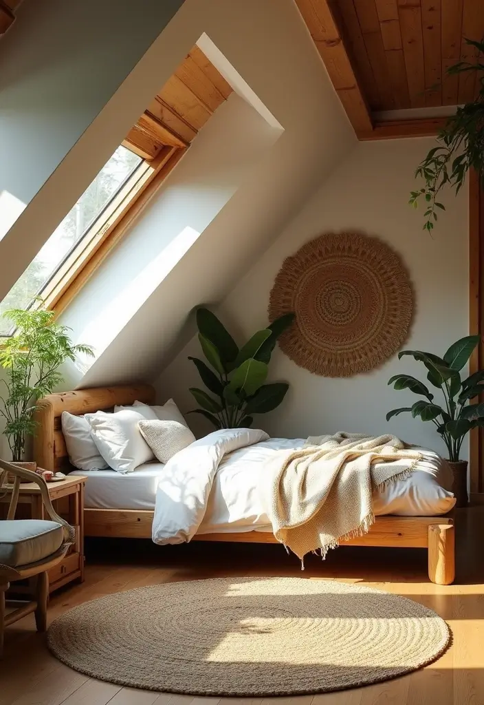 30+ Slanted Ceiling Bedroom Ideas That Maximize Space 28 30+ Slanted Ceiling Bedroom Ideas That Maximize Space - 29. Outdoor-Inspired Decor