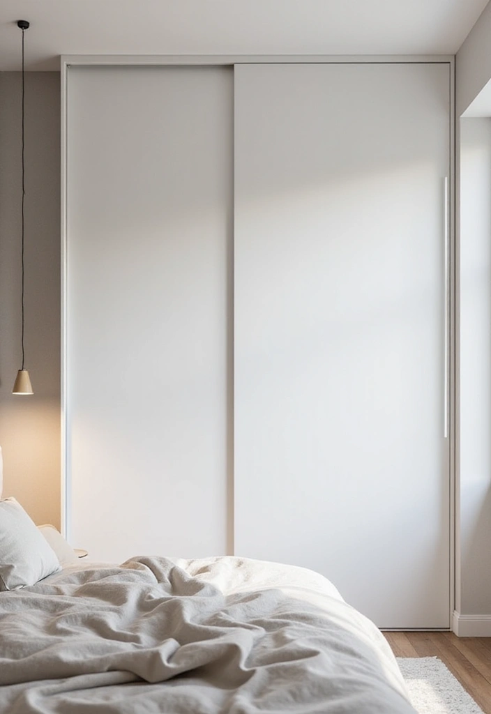 30+ Sliding Wardrobe Bedroom Design Ideas for Small Spaces 1 30+ Sliding Wardrobe Bedroom Design Ideas for Small Spaces - 1. Sleek and Minimalist White Wardrobe