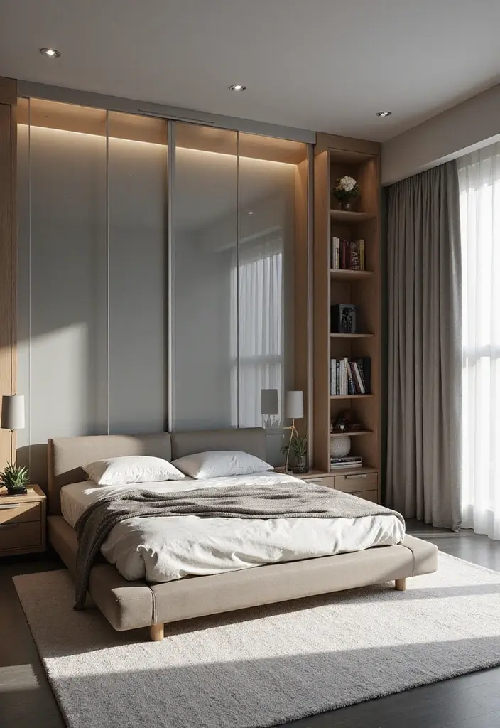 30+ Sliding Wardrobe Bedroom Design Ideas for Small Spaces 22 30+ Sliding Wardrobe Bedroom Design Ideas for Small Spaces - 22. Transparent Sliding Wardrobe