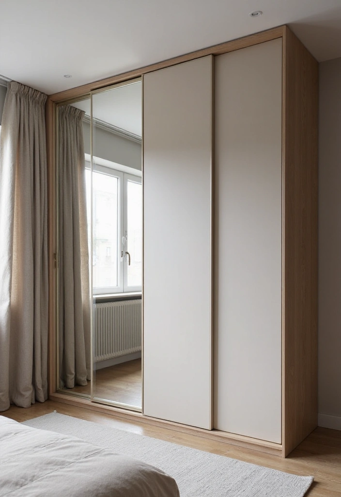 30+ Sliding Wardrobe Bedroom Design Ideas for Small Spaces 29 30+ Sliding Wardrobe Bedroom Design Ideas for Small Spaces - 29. Compact Sliding Wardrobe with Fold-Out Mirrors