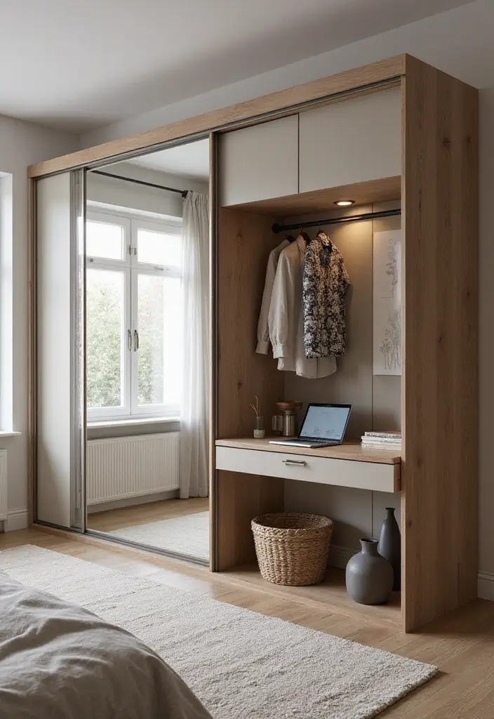 30+ Sliding Wardrobe Bedroom Design Ideas for Small Spaces 5 30+ Sliding Wardrobe Bedroom Design Ideas for Small Spaces - 5. Multi-Functional Sliding Wardrobe