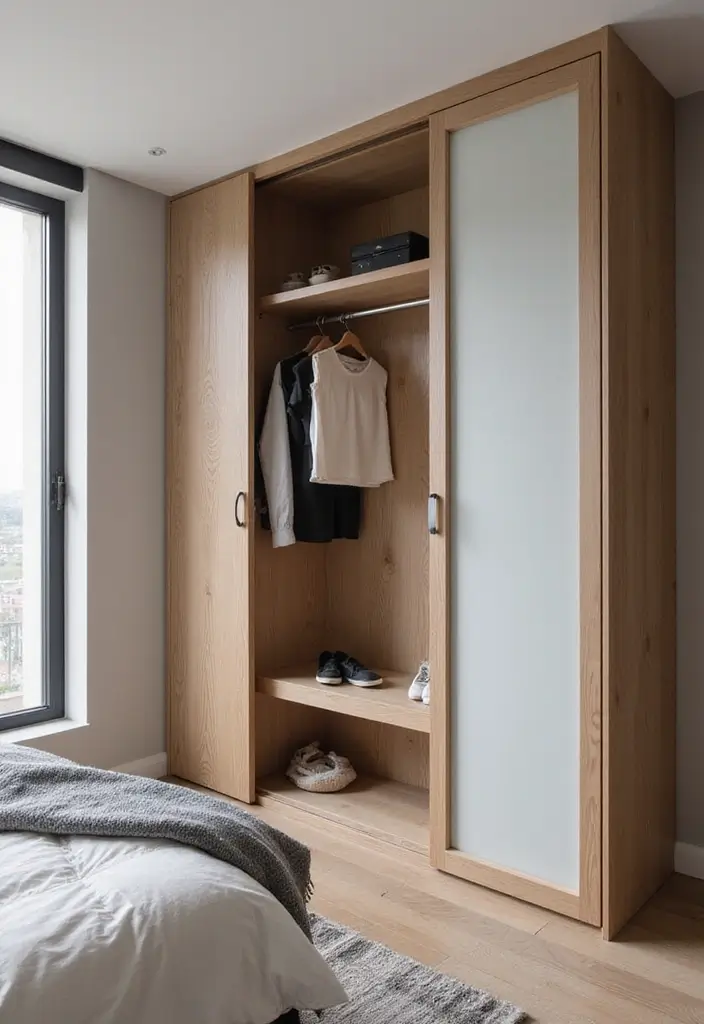 30+ Sliding Wardrobe Bedroom Design Ideas for Small Spaces 7 30+ Sliding Wardrobe Bedroom Design Ideas for Small Spaces - 7. Corner Sliding Wardrobe