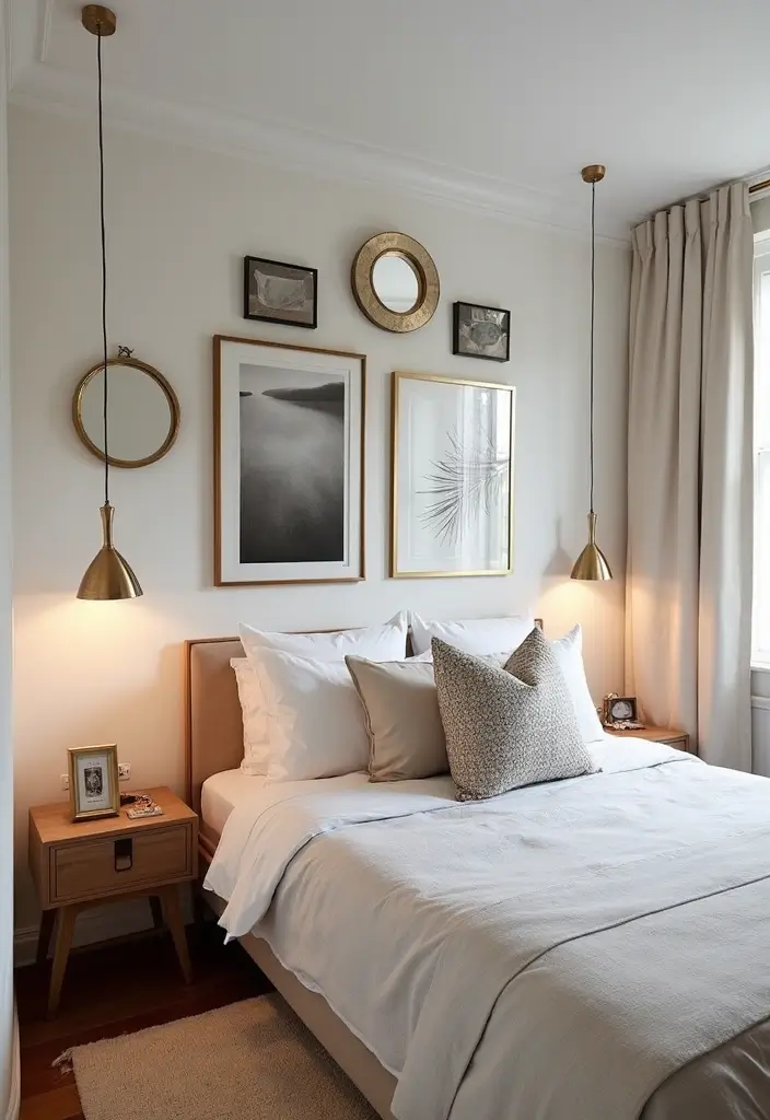 30+ Small Bedroom Ideas That Work Even in Tiny Spaces 10 30+ Small Bedroom Ideas That Work Even in Tiny Spaces - 10. Artistic Wall Decor