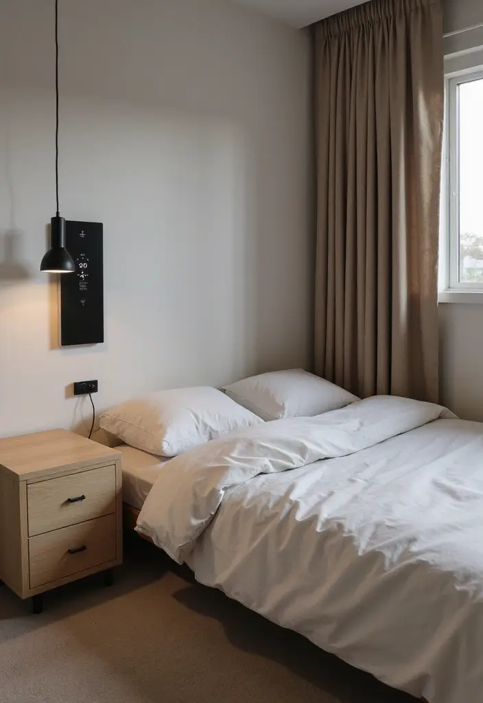 30+ Small Bedroom Ideas That Work Even in Tiny Spaces 22 30+ Small Bedroom Ideas That Work Even in Tiny Spaces - 22. Smart Technology Integration