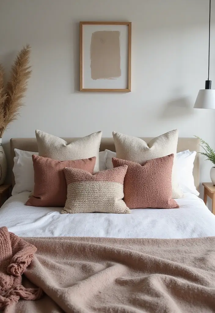 30+ Small Bedroom Ideas That Work Even in Tiny Spaces 23 30+ Small Bedroom Ideas That Work Even in Tiny Spaces - 23. Textured Throw Pillows