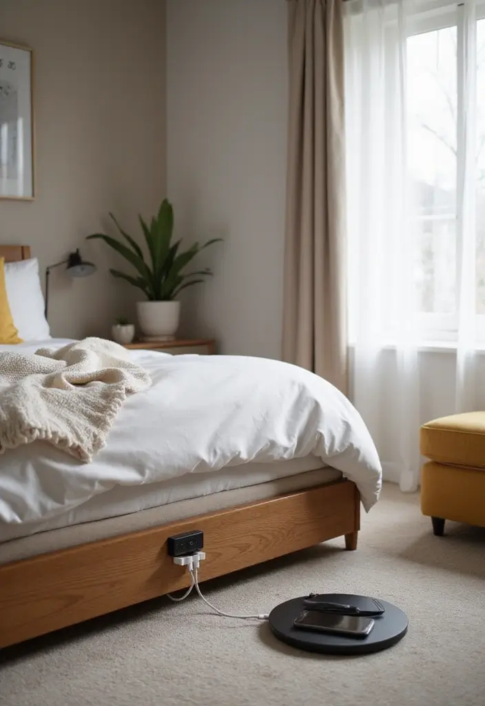 30+ Small Modern Bedroom Ideas That Save Space in Style 19 30+ Small Modern Bedroom Ideas That Save Space in Style - 19. Hidden Tech Solutions