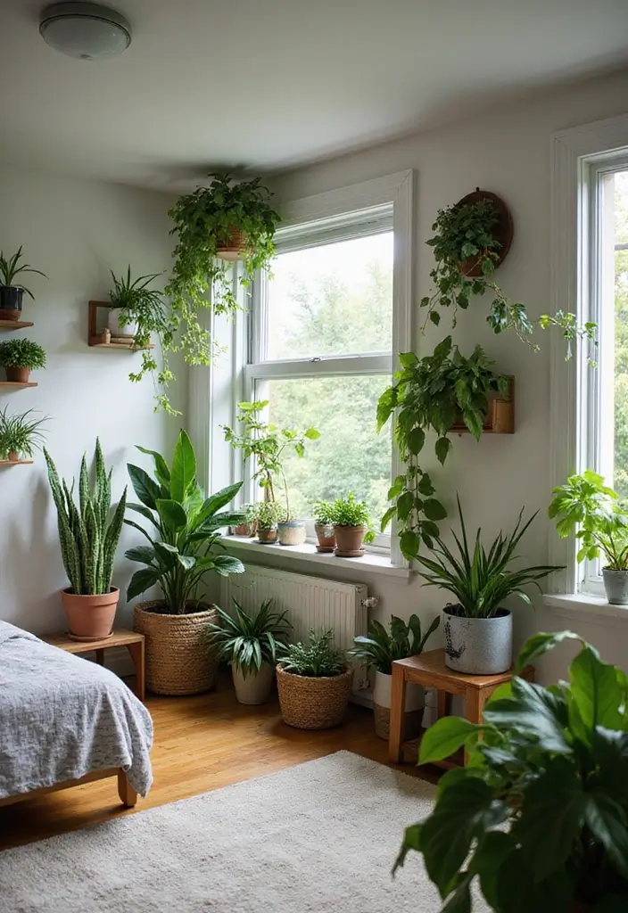 30+ Small Modern Bedroom Ideas That Save Space in Style 29 30+ Small Modern Bedroom Ideas That Save Space in Style - 29. Indoor Plants