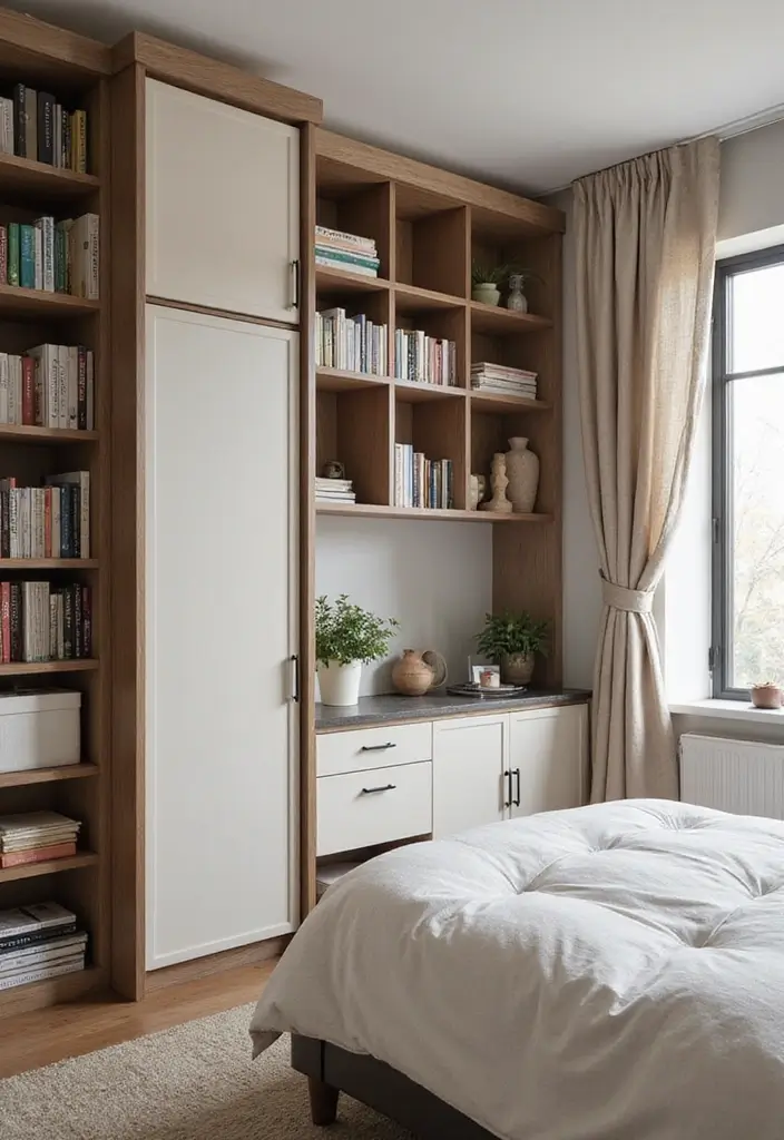 30+ Small Modern Bedroom Ideas That Save Space in Style 6 30+ Small Modern Bedroom Ideas That Save Space in Style - 6. Vertical Storage Solutions