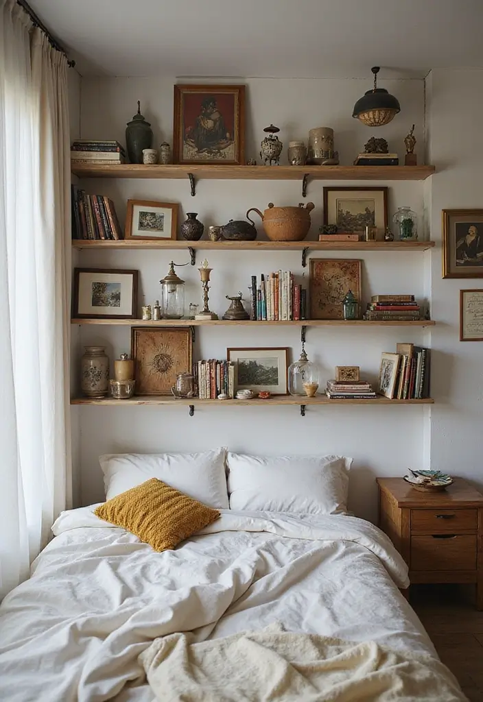 30+ Stylish Girl Bedroom Ideas You’ll Fall in Love With 15 30+ Stylish Girl Bedroom Ideas You’ll Fall in Love With - 15. Artistic Display Shelves