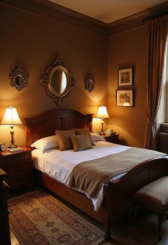 30+ Warm Brown Bedroom Ideas for a Relaxing Space 11 30+ Warm Brown Bedroom Ideas for a Relaxing Space - 11. Vintage Finds for Charm
