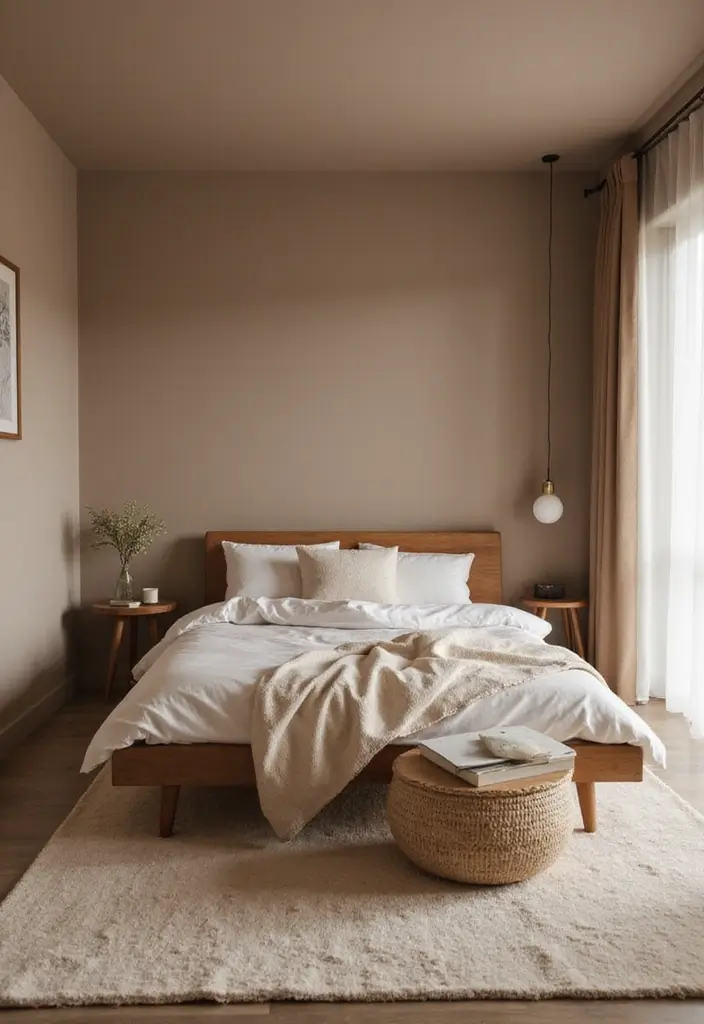 30+ Warm Brown Bedroom Ideas for a Relaxing Space 19 30+ Warm Brown Bedroom Ideas for a Relaxing Space - 19. Minimalist Approach to Decor