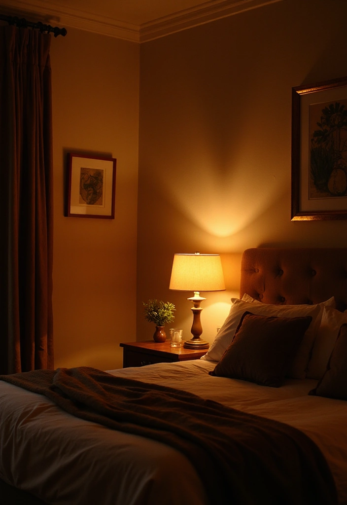 30+ Warm Brown Bedroom Ideas for a Relaxing Space 3 30+ Warm Brown Bedroom Ideas for a Relaxing Space - 3. Warm Ambient Lighting