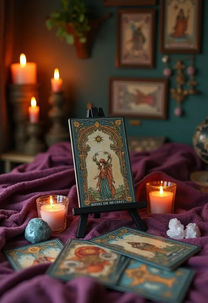 30+ Witchy Bedroom Ideas for a Magical Vibe 12 30+ Witchy Bedroom Ideas for a Magical Vibe - 12. Tarot Card Displays