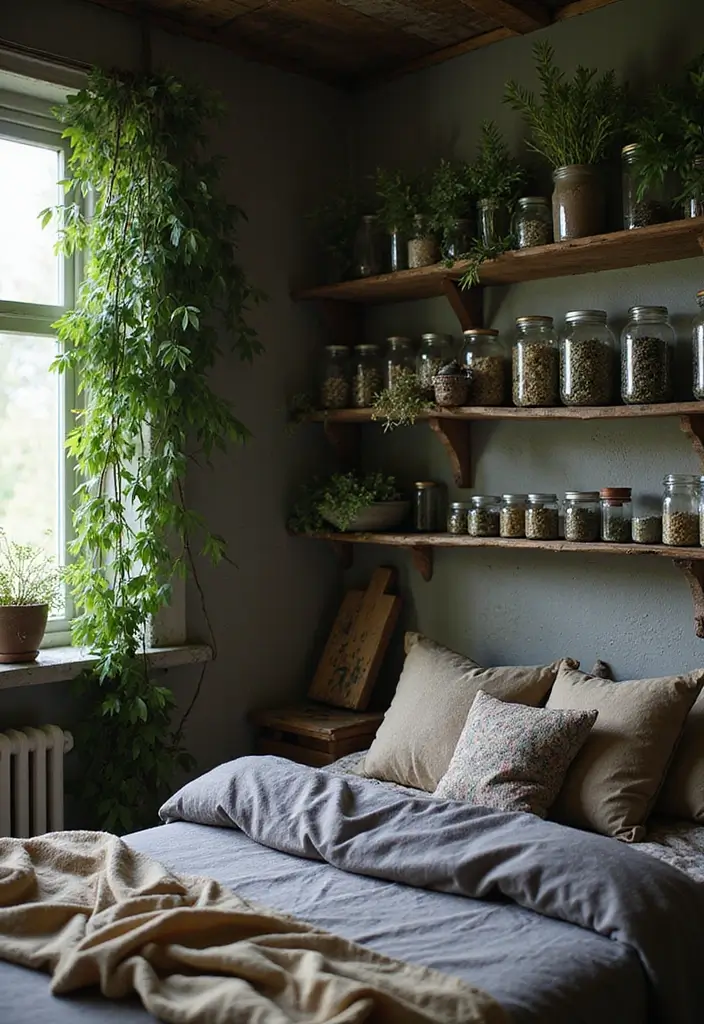 30+ Witchy Bedroom Ideas for a Magical Vibe 22 30+ Witchy Bedroom Ideas for a Magical Vibe - 22. Herbal Elements