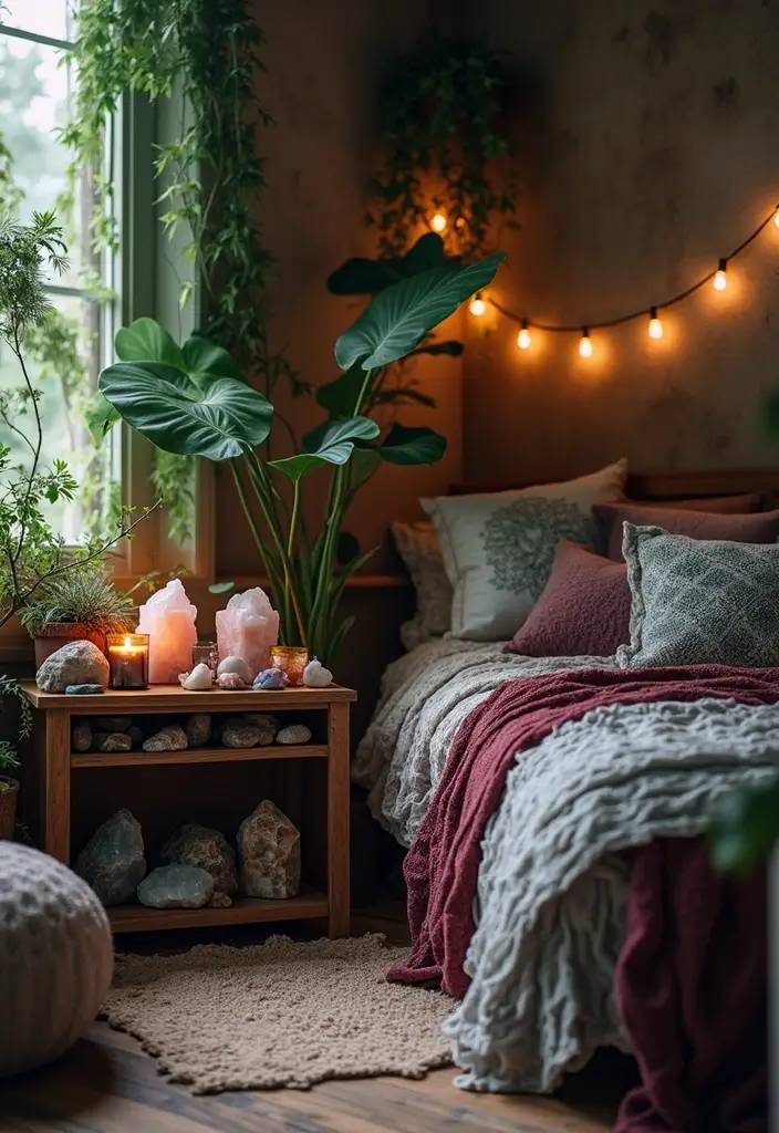 30+ Witchy Bedroom Ideas for a Magical Vibe 5 30+ Witchy Bedroom Ideas for a Magical Vibe - 5. Crystals in Decor