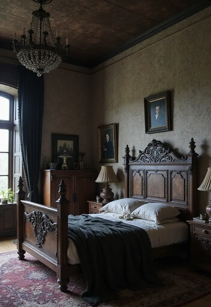 30+ Witchy Bedroom Ideas for a Magical Vibe 6 30+ Witchy Bedroom Ideas for a Magical Vibe - 6. Gothic Furniture