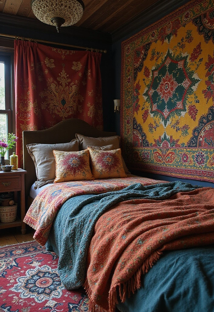 30+ Witchy Bedroom Ideas for a Magical Vibe 8 30+ Witchy Bedroom Ideas for a Magical Vibe - 8. Bohemian Textiles